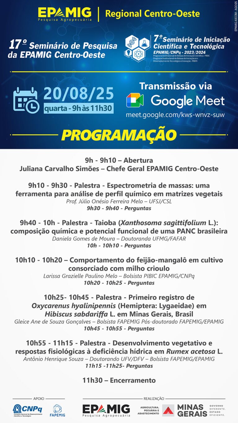 17º Seminário de Pesquisa da EPAMIG Centro-oeste